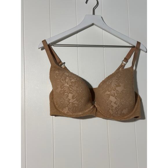 Aerie · 42D · Sunnie Demi Lace Push-Up Bra · Real Good Recycled Nylon · Tan Nude - Picture 4 of 11